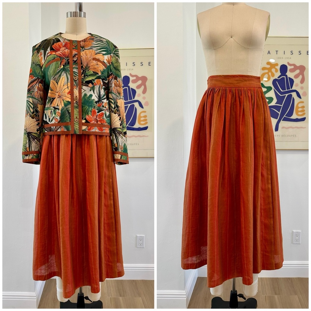 Vintage Ellen Tracy Orange Maxi Skirt